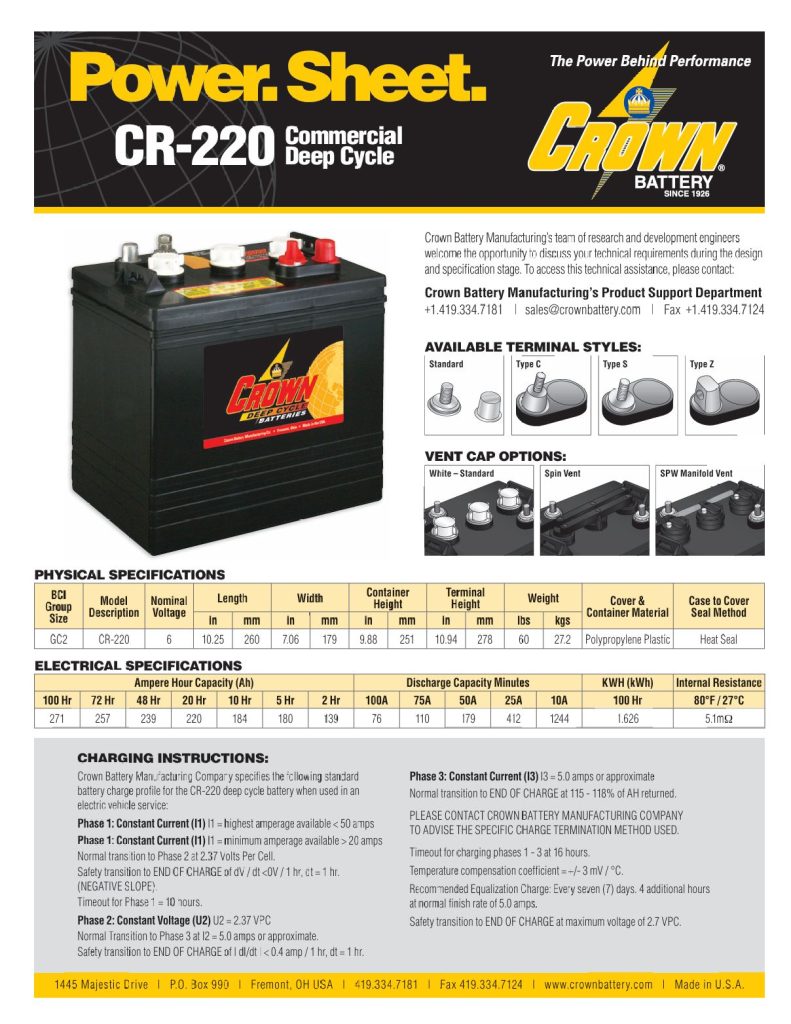 Crown CR-220 Deep-Cycle Battery | Heavy-Duty Power Solution