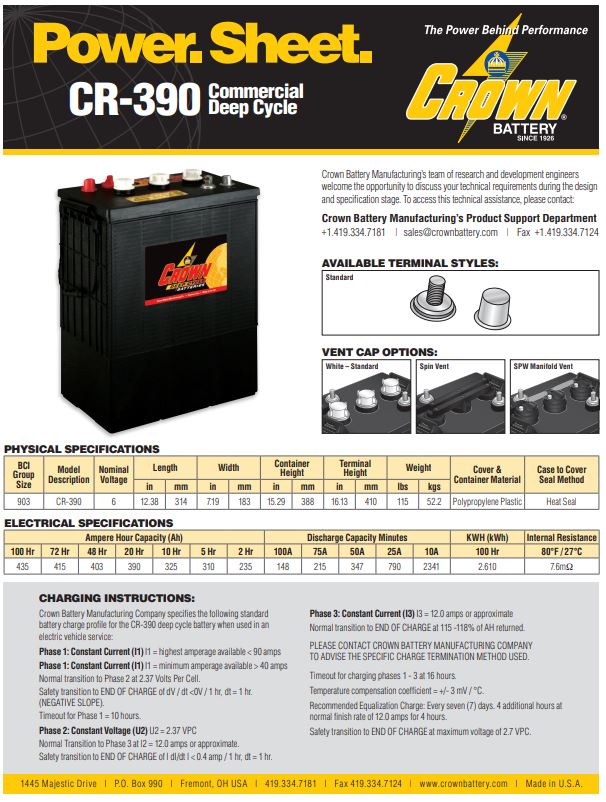 Crown CR-390 battery